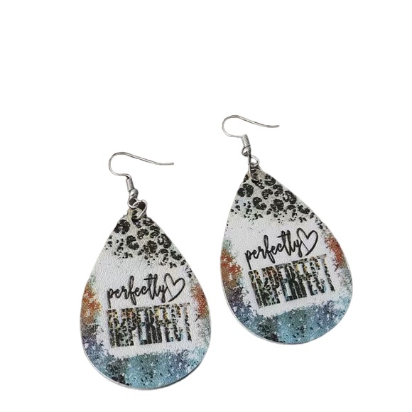 Perfectly Imperfect Leather Teardrop Drop Earrings - Picture 2 of 6